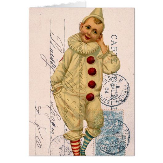 Vintager Clown Postkarte Digitale Kunst (Vorne)