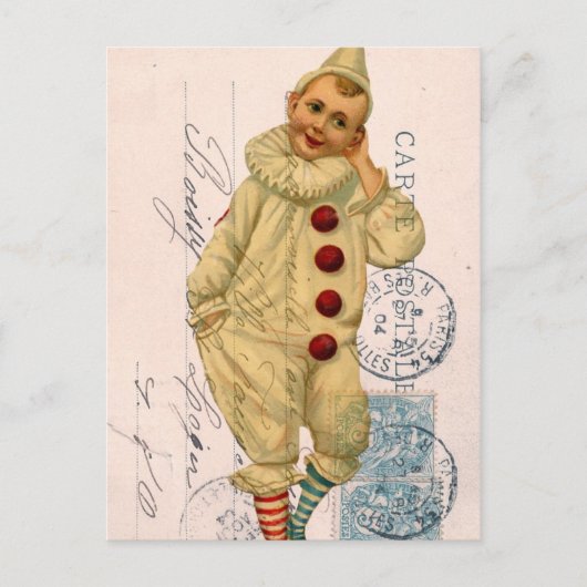 Vintager Clown Postkarte Digitale Kunst (Vorderseite)