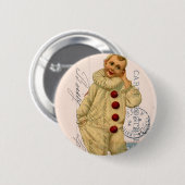Vintager Clown Postkarte Digitale Kunst Button (Vorne & Hinten)