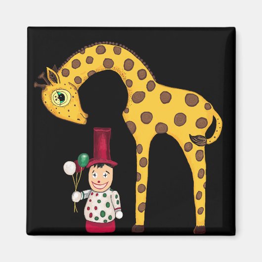 Vintager Clown und Giraffe Magnet (Vorne)