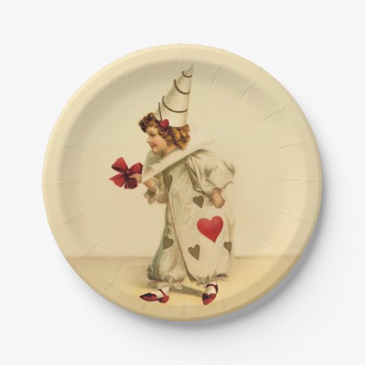 Vintager ClownValentinstag Pappteller (Vorderseite)