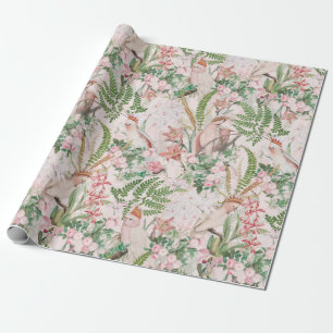 Vintager Cockatojungle Muster Blush Geschenkpapier