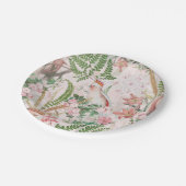 Vintager Cockatojungle Muster Blush Pappteller (Schrägansicht)