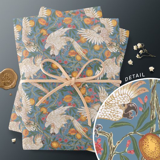 Vintager Cockatoo-Garten Geschenkpapier Set