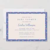 Vintager Cocktail Blue Red Floral Baby Dusche Einladung (Vorderseite)
