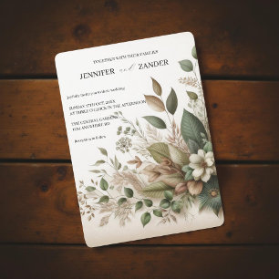 Vintager Cocktail Wasserfarbstoff Grüne Blüte Einladung