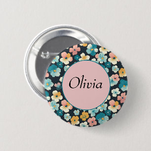 Vintager Coesscore Florals in Blau und Gelb Button