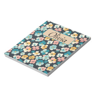 Vintager Coesscore Florals in Blau und Gelb Notizblock