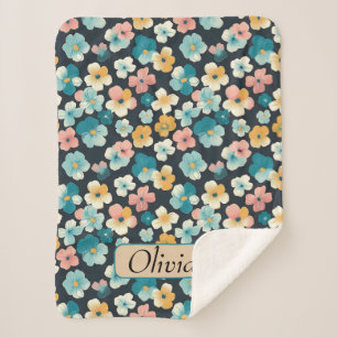 Vintager Coesscore Florals in Blau und Gelb Sherpadecke