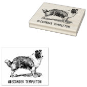 Vintager Collie Dog Zeichnend Name Gummistempel (Stempel)
