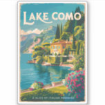 Vintager Comer See Aufkleber<br><div class="desc">Comer See Malerisches Kunstdesign. Der Comer See,  in der Lombardei Norditaliens,  ist ein hochklassiges Erholungsgebiet,  bekannt für seine dramatische Landschaft,  Set an den Ausläufern der Alpen.</div>