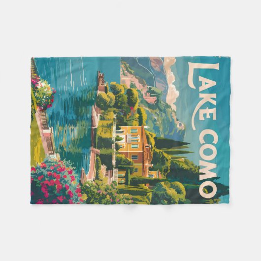 Vintager Comer See Fleecedecke (Vorderseite (Horizontal))