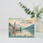 Vintager Comer See Postkarte | Grüße aus (Stehend Vorderseite)