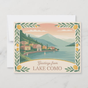 Vintager Comer See Postkarte   Grüße aus
