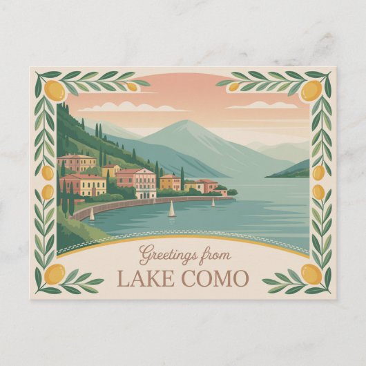 Vintager Comer See Postkarte | Grüße aus (Vorderseite)