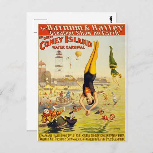 Vintager Coney Island Wassersport Postkarte (Vorne/Hinten)