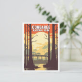 Vintager Congaree Nationalpark Süd Carolina Postkarte (Stehend Vorderseite)