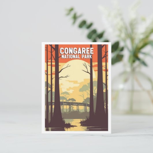 Vintager Congaree Nationalpark Süd Carolina Postkarte (Stehend Vorderseite)