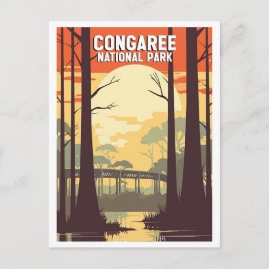 Vintager Congaree Nationalpark Süd Carolina Postkarte (Vorderseite)