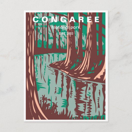 Vintager Congaree Nationalpark Süd Carolina Postkarte (Vorderseite)