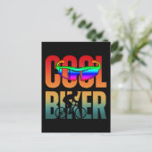 Vintager Cooler Biker Postkarte (Stehend Vorderseite)