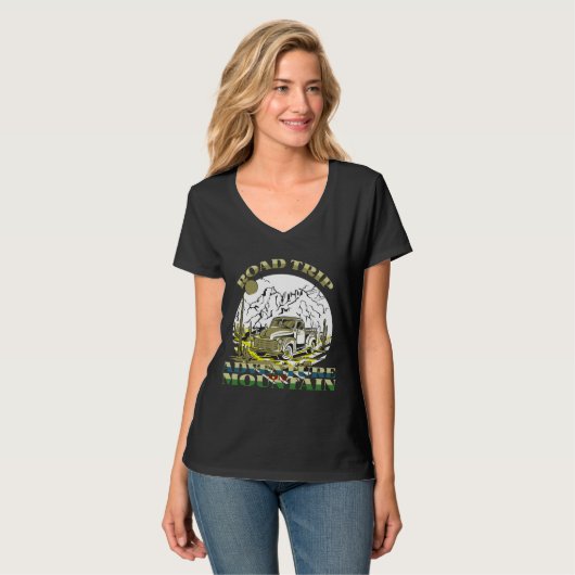Vintager cooler Campingplatz - Bergstrasse T-Shirt (Vorderseite Vollansicht)