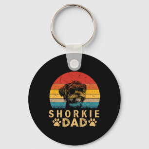 Vintager Cooler Shorkie Vater Hund liebt Paw Print Schlüsselanhänger