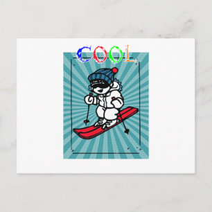 Vintager Cooler Skier Skifahren Skischuhmodell Postkarte