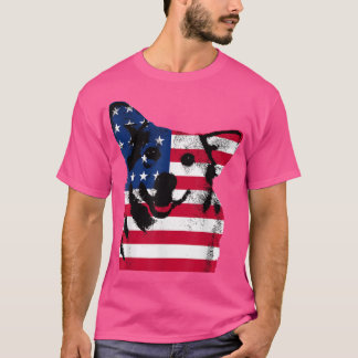 Vintager Corgi mit USA Flag 4. Juli Männer Frauen T-Shirt