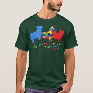 Vintager Corgi Puzzle Autismus Bewusstsein Hund Lo T-Shirt