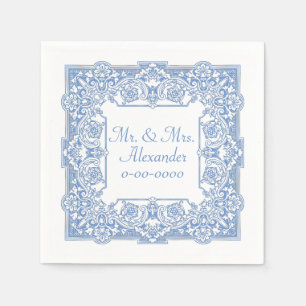 Vintager Cornflower-blaues Muster personifizieren Serviette