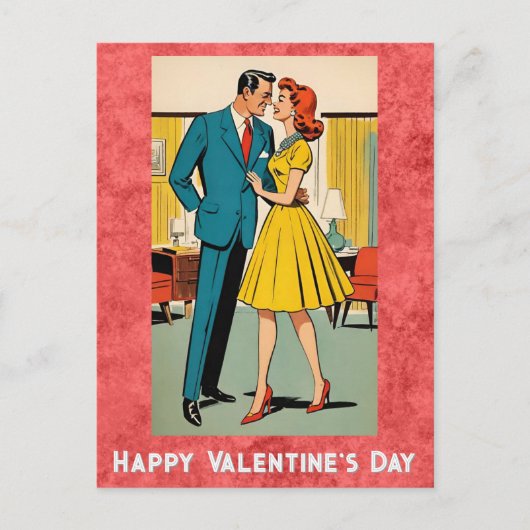 Vintager Couple Romance Retro Happy Valentines Day Postkarte (Vorderseite)