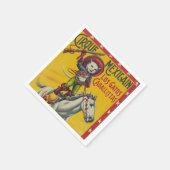 Vintager Cowboy Cat Mexican Circus Poster Serviette (Ecke)