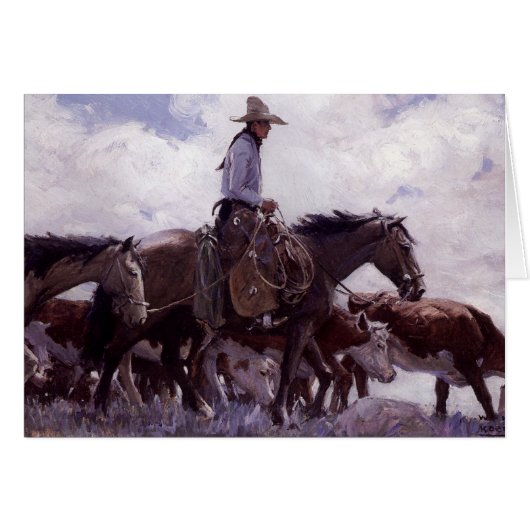 Vintager Cowboy mit Seiner Herde Rinder von Koerne (Vorderseite (Horizontal))