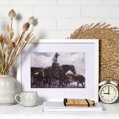 Vintager Cowboy mit Seiner Herde Rinder von Koerne Poster