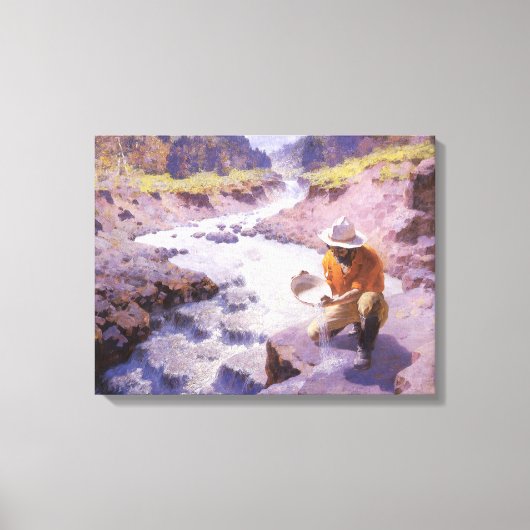 Vintager Cowboy, Panning Gold, Wyoming von Leigh Leinwanddruck (Vorderseite)