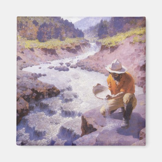 Vintager Cowboy, Panning Gold, Wyoming von Leigh Magnet (Vorne)