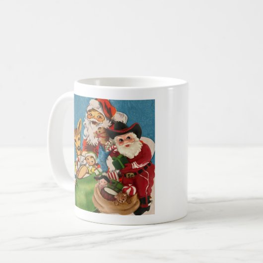 Vintager Cowboy Santa Eröffnungspaket Kaffeetasse (Vorderseite Links)