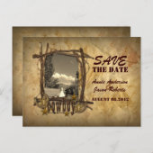Vintager Cowboy Save the Date Fotokarte Ankündigungspostkarte (Vorne/Hinten)