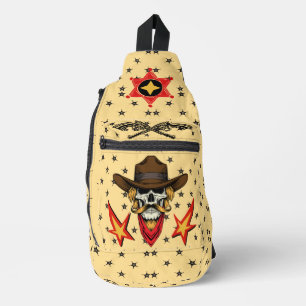 Vintager Cowboy-Schädel mit Sheriff-Abzeichen und  Crossbody Bag