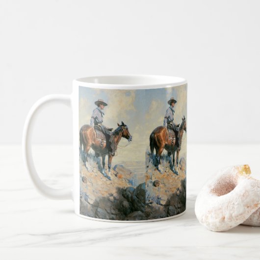 Vintager Cowboy, Sentinel der Ebenen von Dunton Kaffeetasse (Mit Donut)