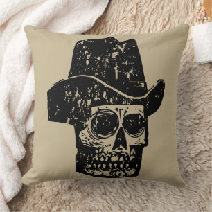 Vintager Cowboy-Skull-Druck mit Alt-Western-Hut Kissen