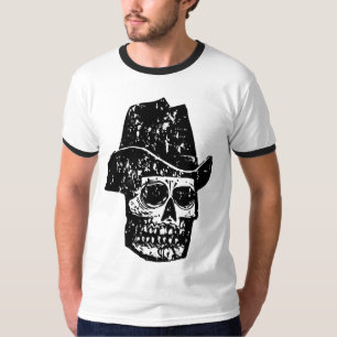 Vintager Cowboy-Skull-Druck mit Alt-Western-Hut T-Shirt
