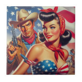 Vintager Cowboy und Button Up Fliese (Vorderseite)