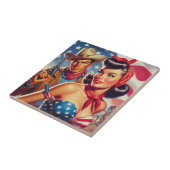 Vintager Cowboy und Button Up Fliese (Seite)