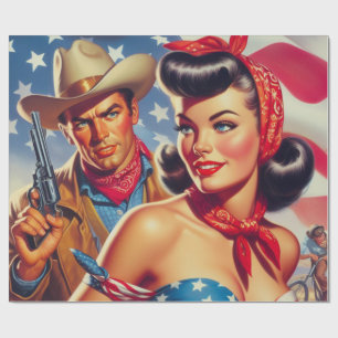Vintager Cowboy und Button Up Geschenkpapier