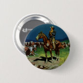 Vintager Cowboy, Zuchtrinder auf dem Bauernhof Button (Vorne & Hinten)
