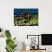 Vintager Cowboy, Zuchtrinder auf dem Bauernhof Poster (Heimbüro)