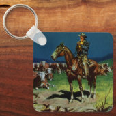 Vintager Cowboy, Zuchtrinder auf dem Bauernhof Schlüsselanhänger (Vorderseite)