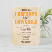Vintager Cowboy zum Geburtstag Einladung (Stehend Vorderseite)
